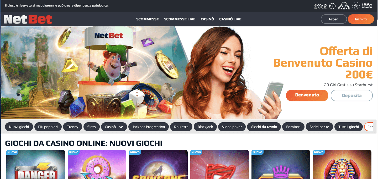 Netbet casino homepage