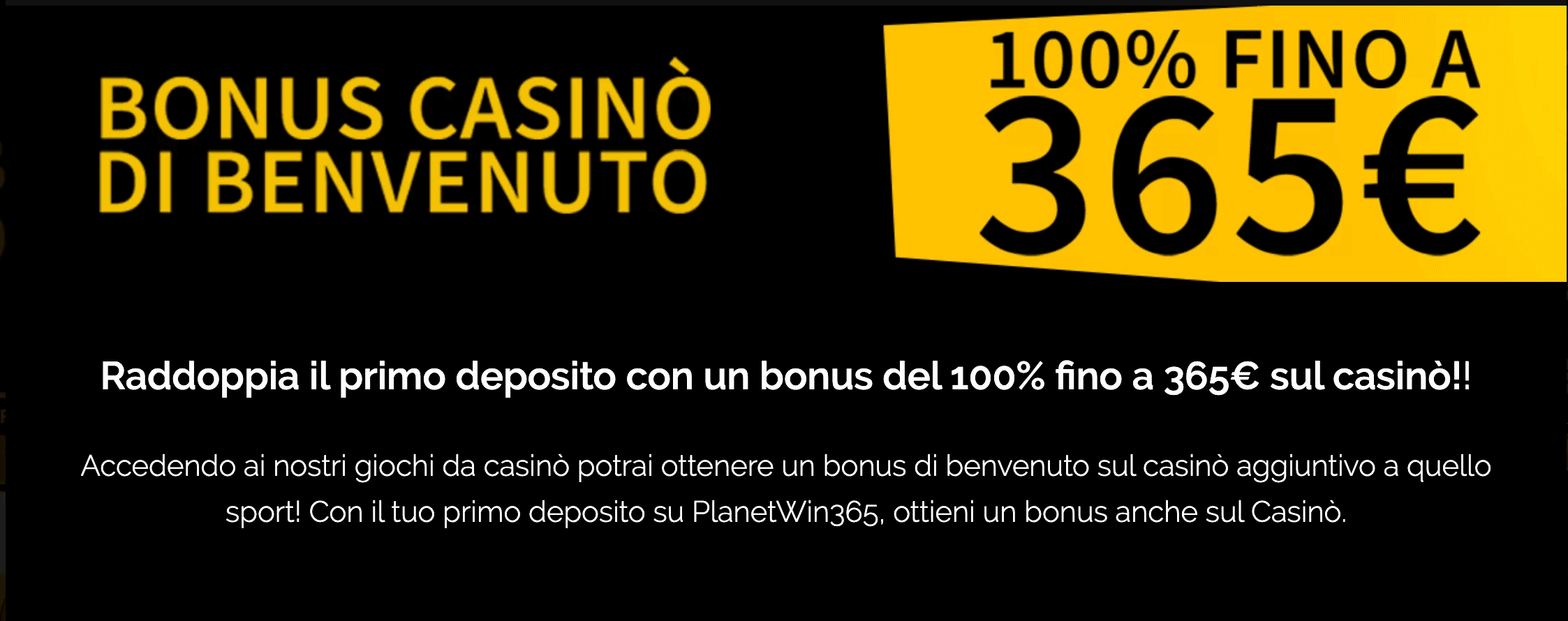 Planetwin365 Casino Bonus Benvenuto