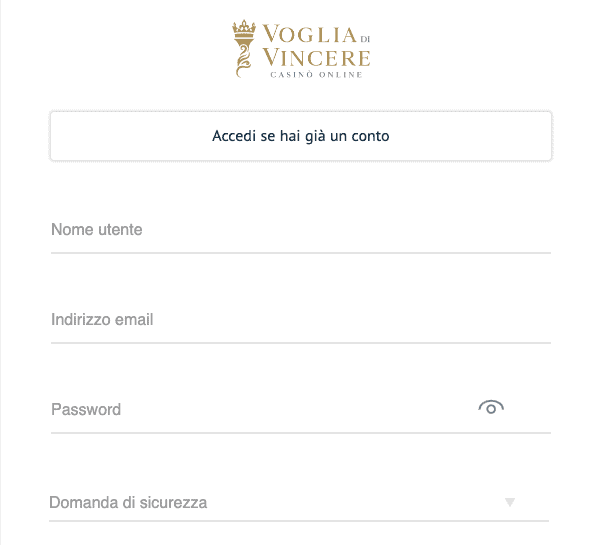 Voglia di Vincere Casino registrati