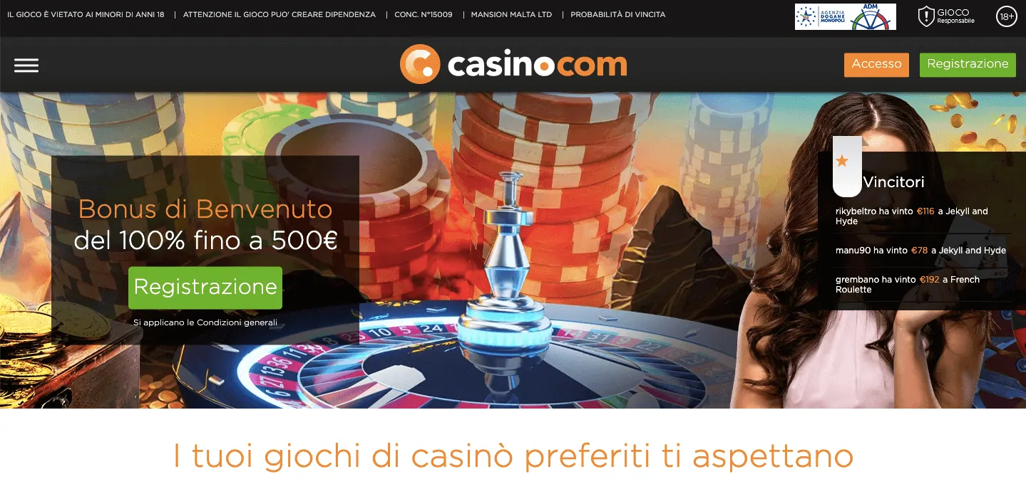 Casino.com homepage