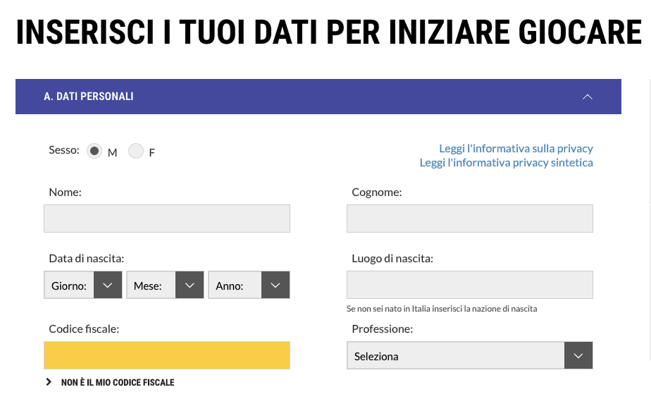 Lottomatica registrati