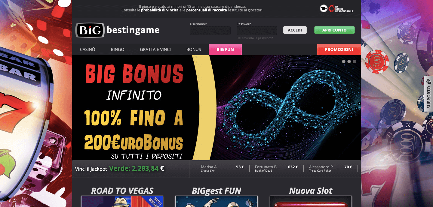 Big Casino homepage