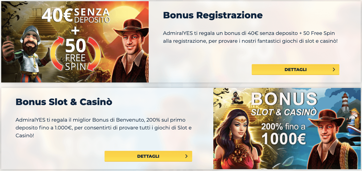 AdmiralYES Casino Bonus Benvenuto