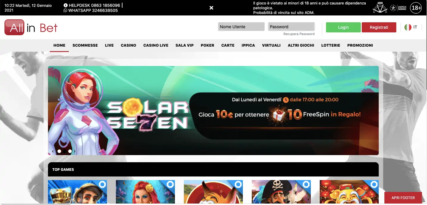 AllinBet Casino Homepage
