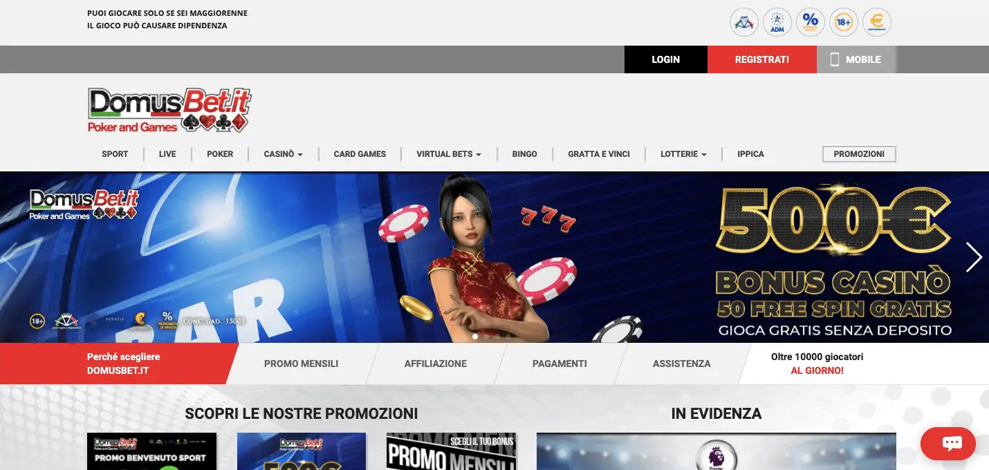 DomusBet Casino Homepage