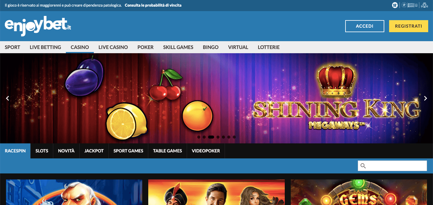 Enjoybet Casino Homepage