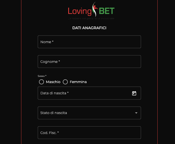 Lovingbet Registrazione