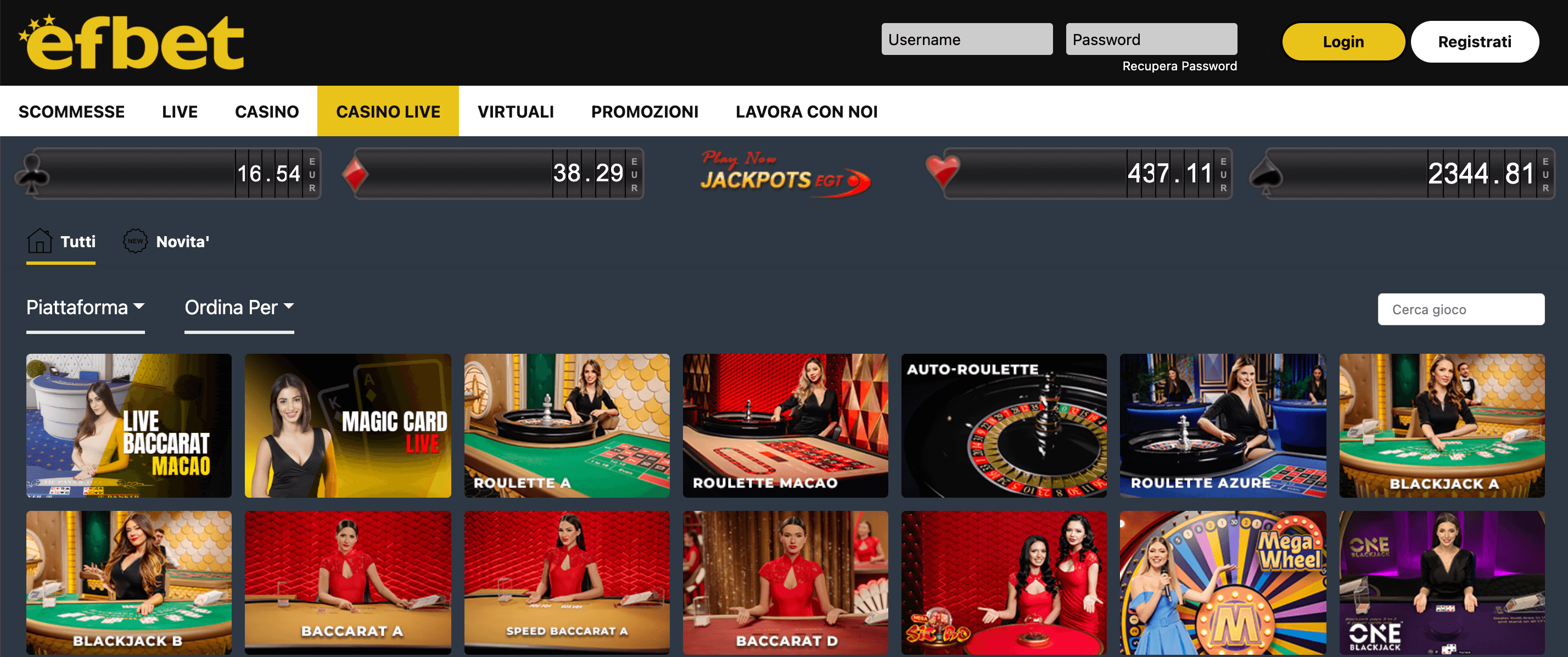 Efbet Casino Slot Live