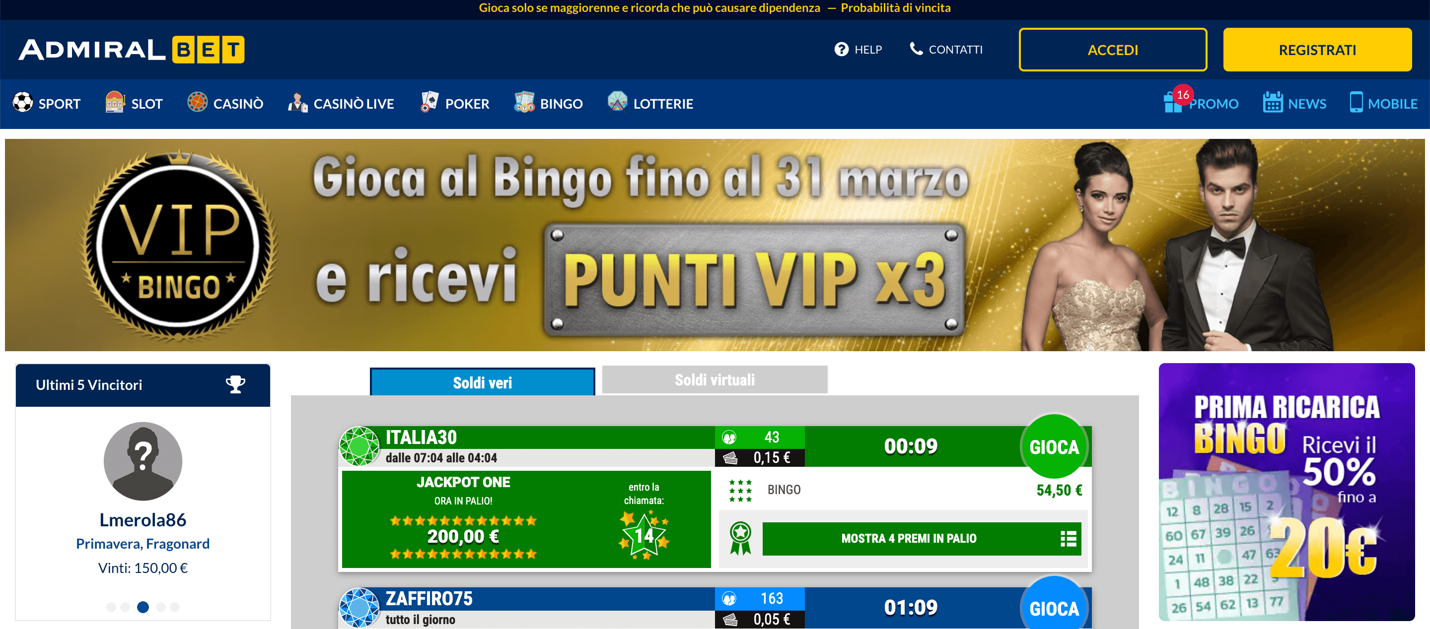 Admiralbet Casino Bingo