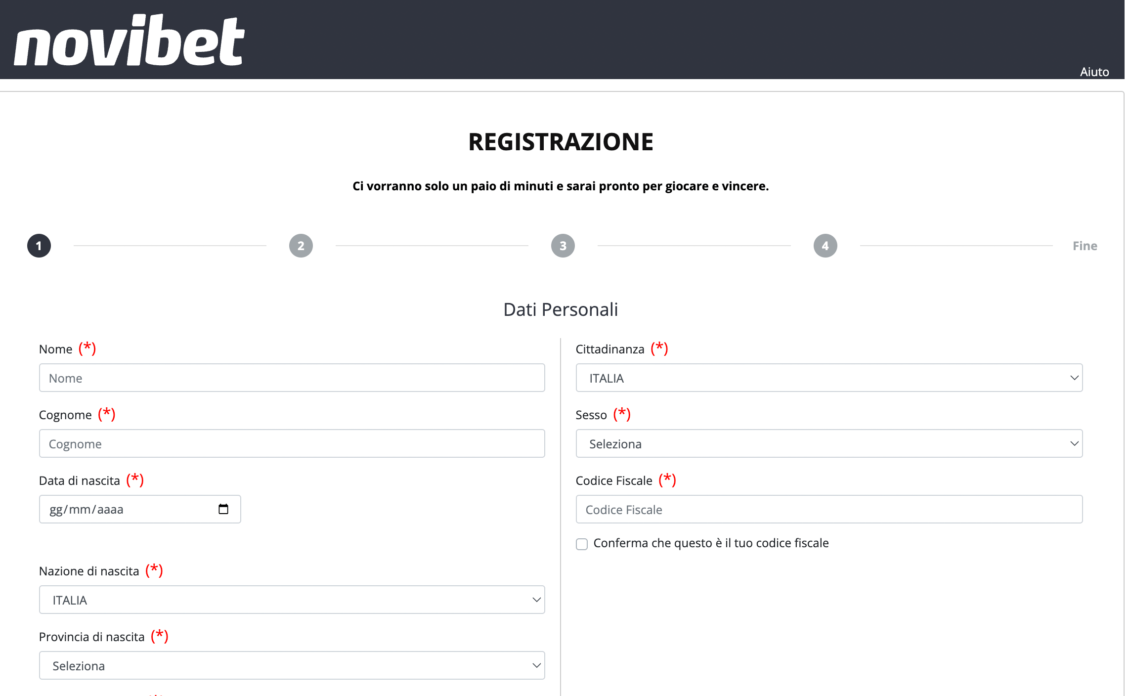 Novibet Casino Registrazione