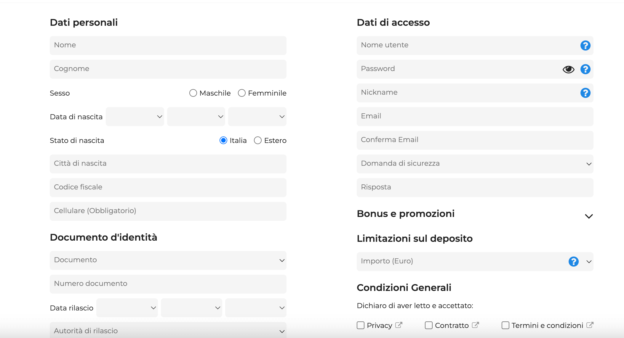 Betpremium Casino Registrazione