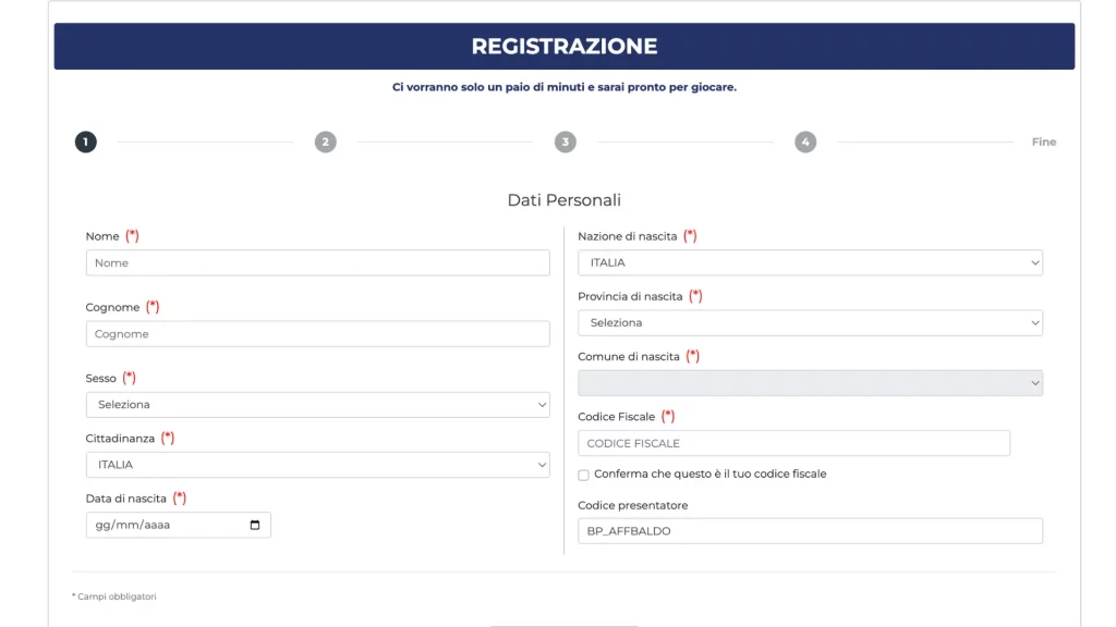 Betpremium Casino Registrazione