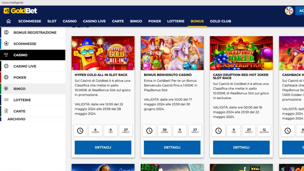 GoldBet Casino Bonus Benvenuto