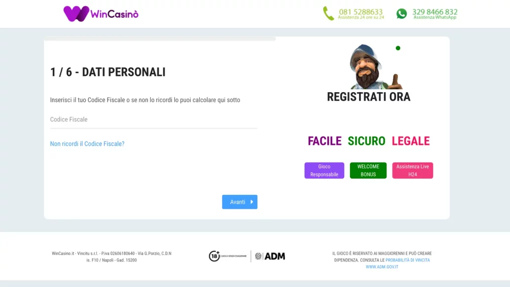 WinCasino Registrazione